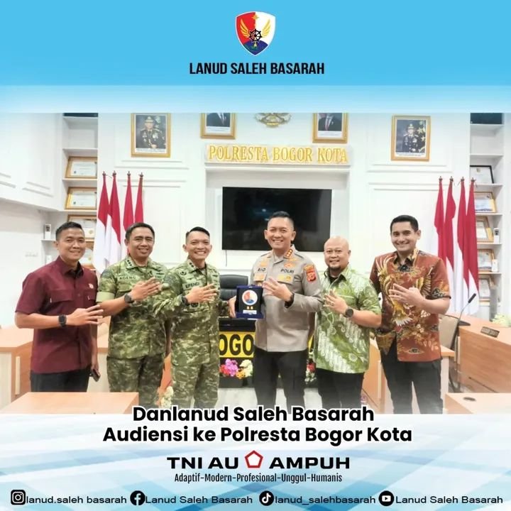 BOGOR KOTA, Matanews - Komandan Lanud Saleh Basarah Rumpin, Letkol Pas Efendi Hermawan, M.Han., melaksanakan kunjungan audiensi ke Mapolresta Bogor Kota,