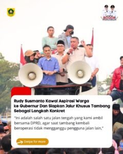 CIBINONG, Matanews - Bupati Bogor, Rudy Susmanto menunjukkan komitmennya dalam mengawal aspirasi masyarakat terkait aktivitas pertambangan berizin di Kabupaten Bogor ke Gubernur Jawa Barat.