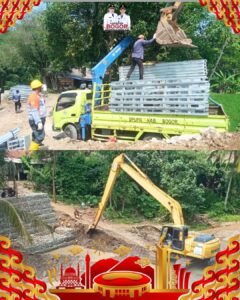 TANJUNGSARI, Matanews - Atas arahan Bupati Bogor, Rudy Susmanto, Pemerintah Kabupaten (Pemkab) Bogor melalui Dinas Pekerjaan Umum (DPU) gerak cepat menangani ambruknya jembatan Cigoha di Desa Antajaya, Kecamatan Tanjungsari, dengan pemasangan Jembatan Bailey