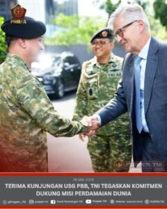 Terima Kunjungan USG PBB, TNI Tegaskan Komitmen Dukung Misi Perdamaian DuniaJAKARTA, Matanews -- Puspen TNI. Asisten Kebijakan Strategis dan Perencanaan Umum (Asrenum) Panglima TNI Letjen TNI Candra Wijaya mewakili Panglima TNI Jenderal TNI Agus Subiyanto